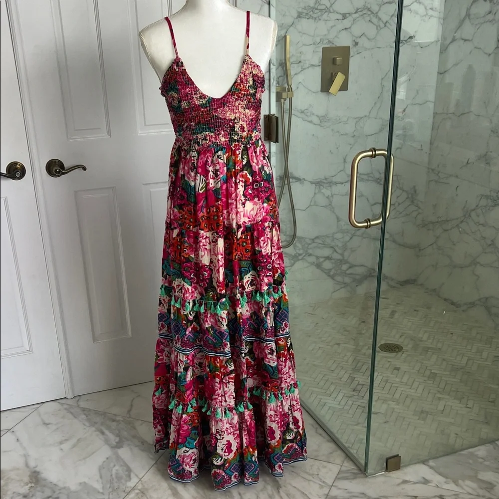 Floral Antica Sartoria Maxi Dress - Pink and Green AOS - Picture 1 of 9